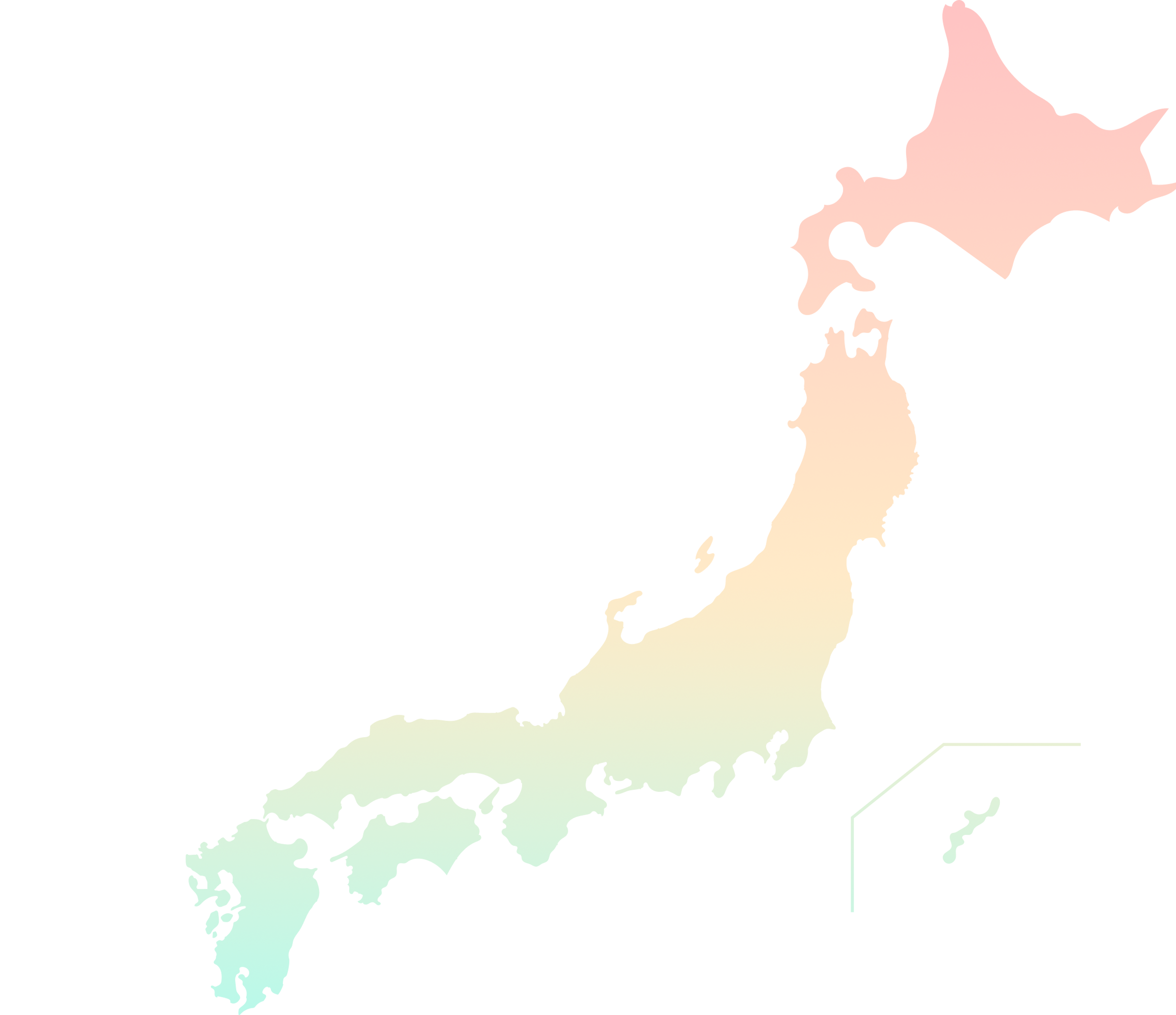 AYAの活動実績を示す日本地図